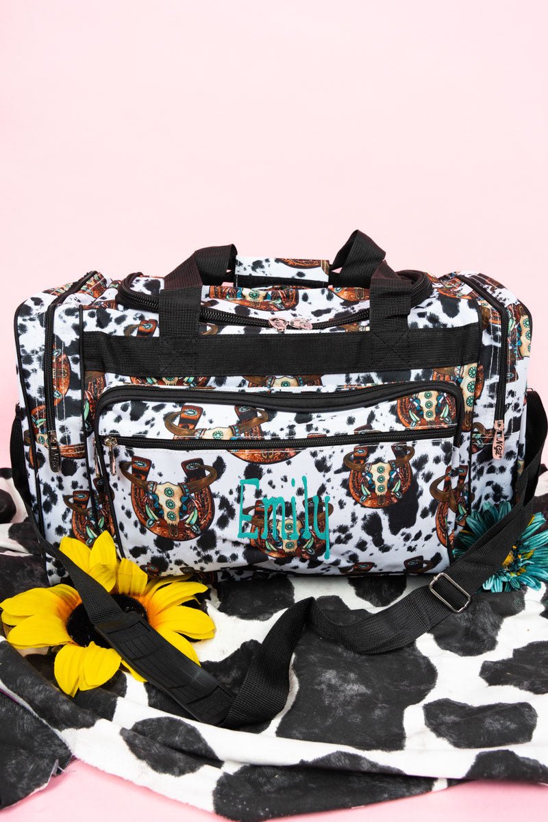 NGIL Cow-themed Duffle Bag for Short Trips, Corpus Christi Style, 20 - inch