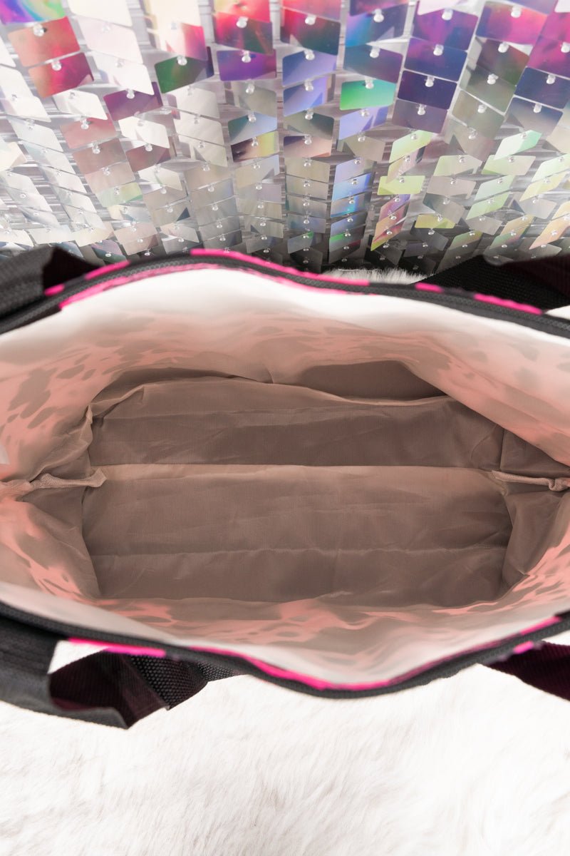 NGIL Hot Pink Tote Bag with Black Trim for Various Occasions