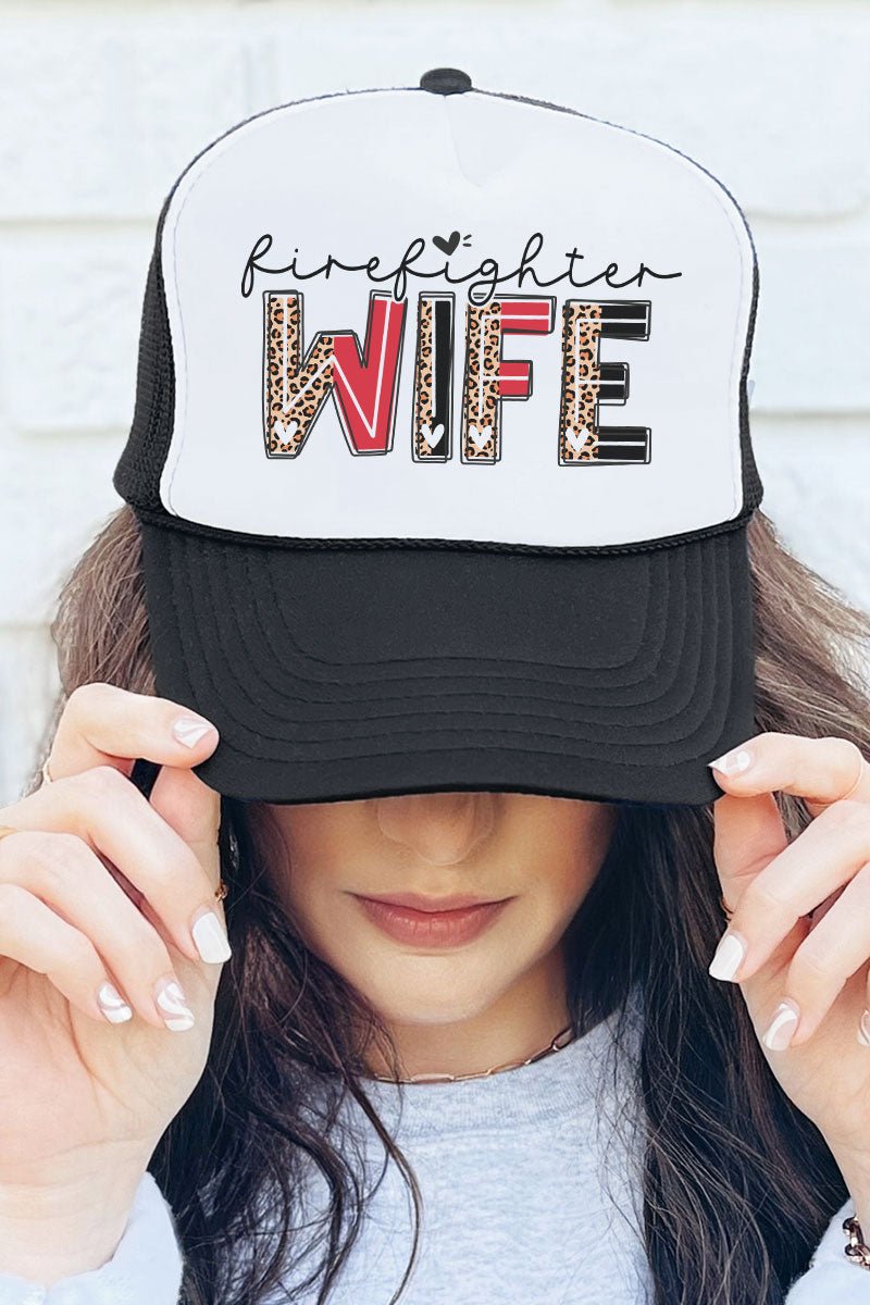 Stylish Otto Black Firefighter Wife Trucker Hat with White Foam Front for Adults
