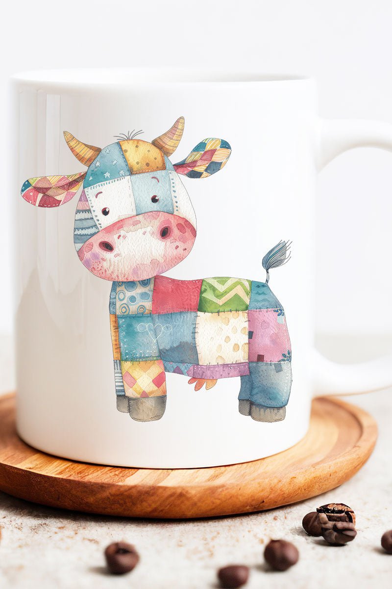 Artificial Patchwork Cow Design Ceramic Drinking Mug