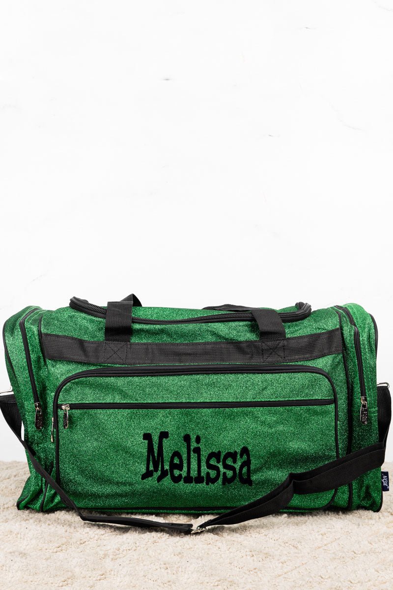 Stylish NGIL Green Glittery Duffle Bag for Short Trips, 23-Inch