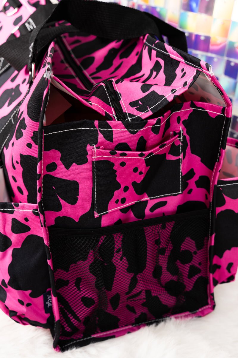 Large NGIL Organizer Tote in Hot Pink with Black Trim for Milking It
