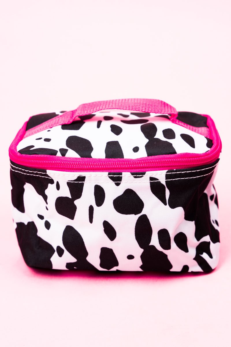 NGIL Deja Moo Stylish Makeup and Essentials Case with Vibrant Hot Pink Trim