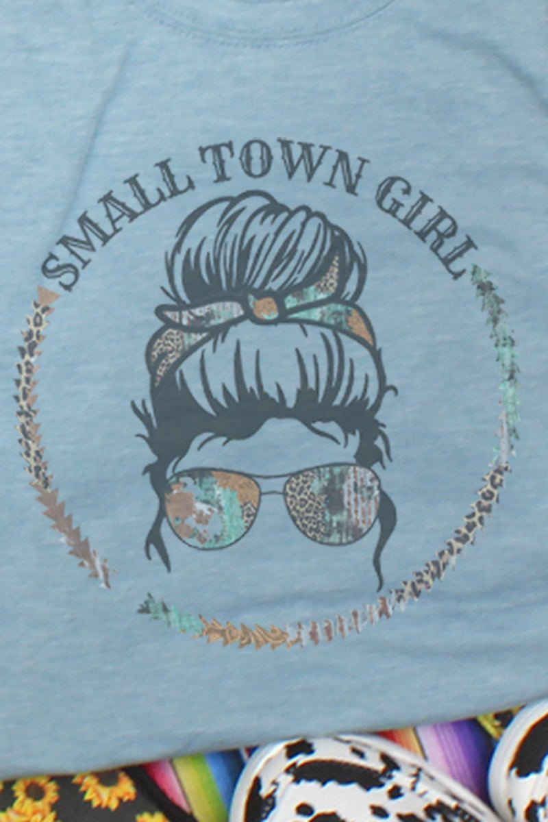 Small Town Girl Messy Bun Polyester/Cotton Graphic Tee for All