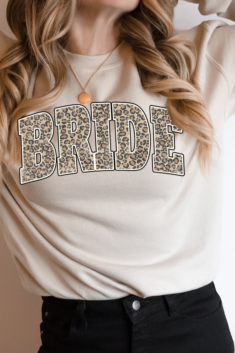 Leopard Print Heavyweight Arched Bride Unisex Crew Sweatshirt