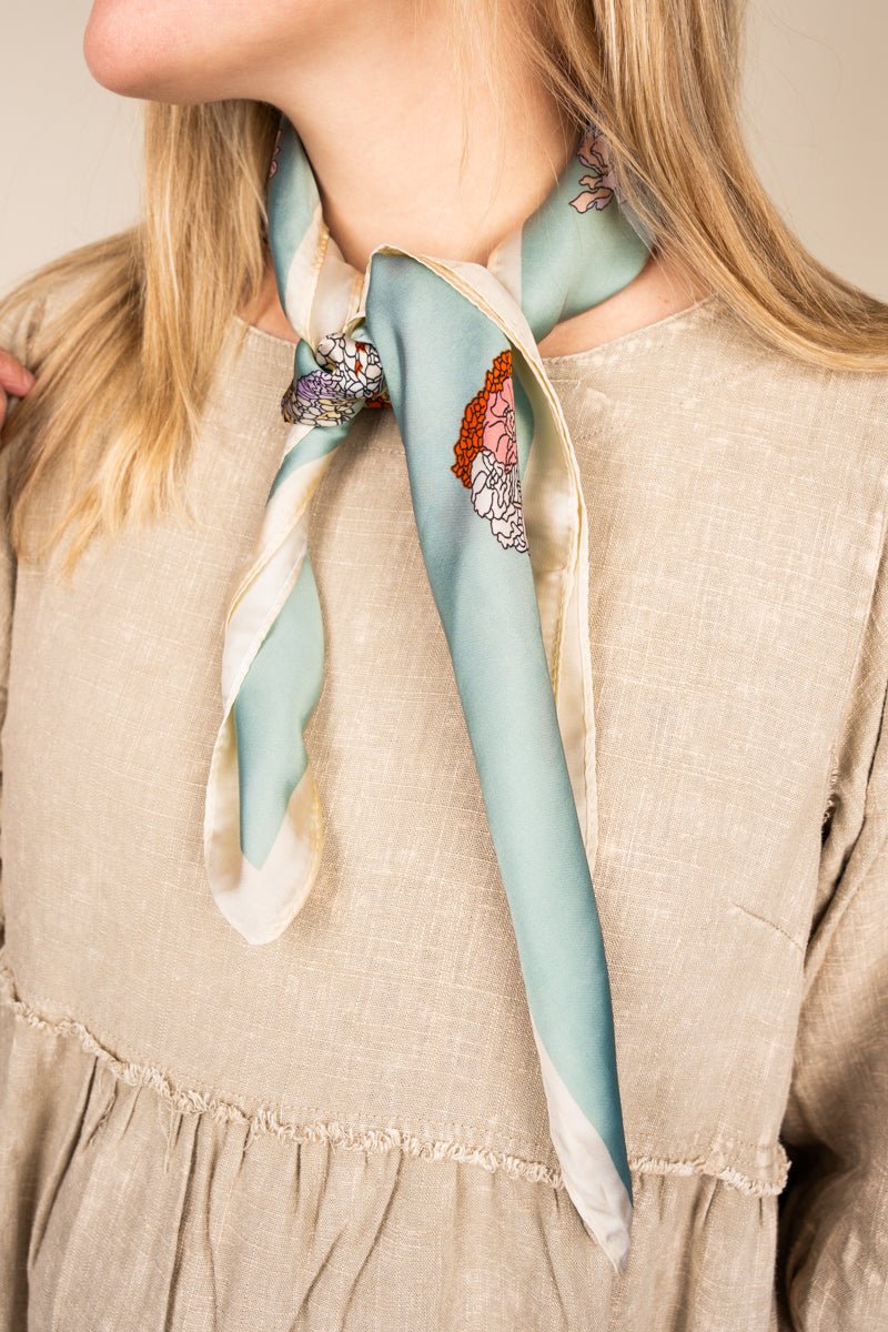 Dreamy Florence Aqua-Colored Soft Satin Square Scarf for Fashion Lovers