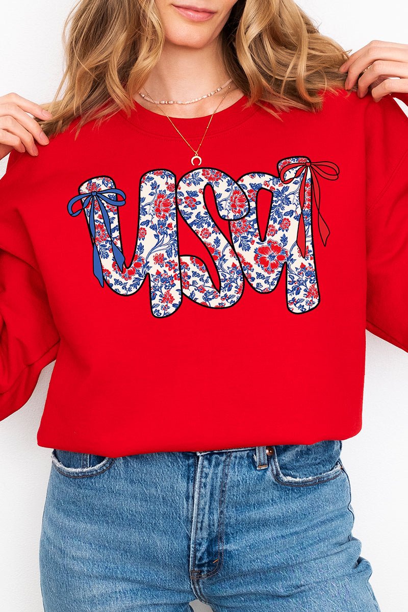 USA Floral Design Unisex NuBlend Crew Style Sweatshirt for Cozy Wear