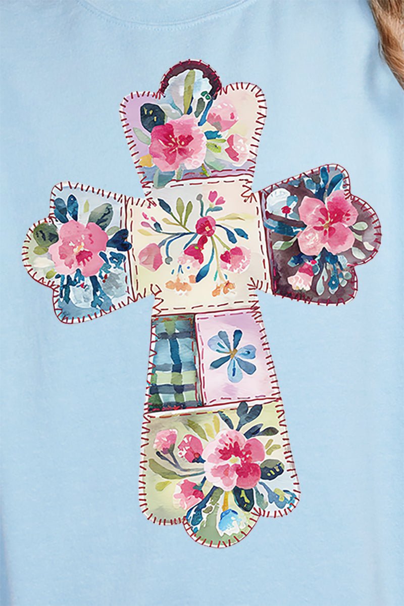 Unisex Faux Quilted Cross Graphic NuBlend Crew Neck Sweatshirt for All Seasons