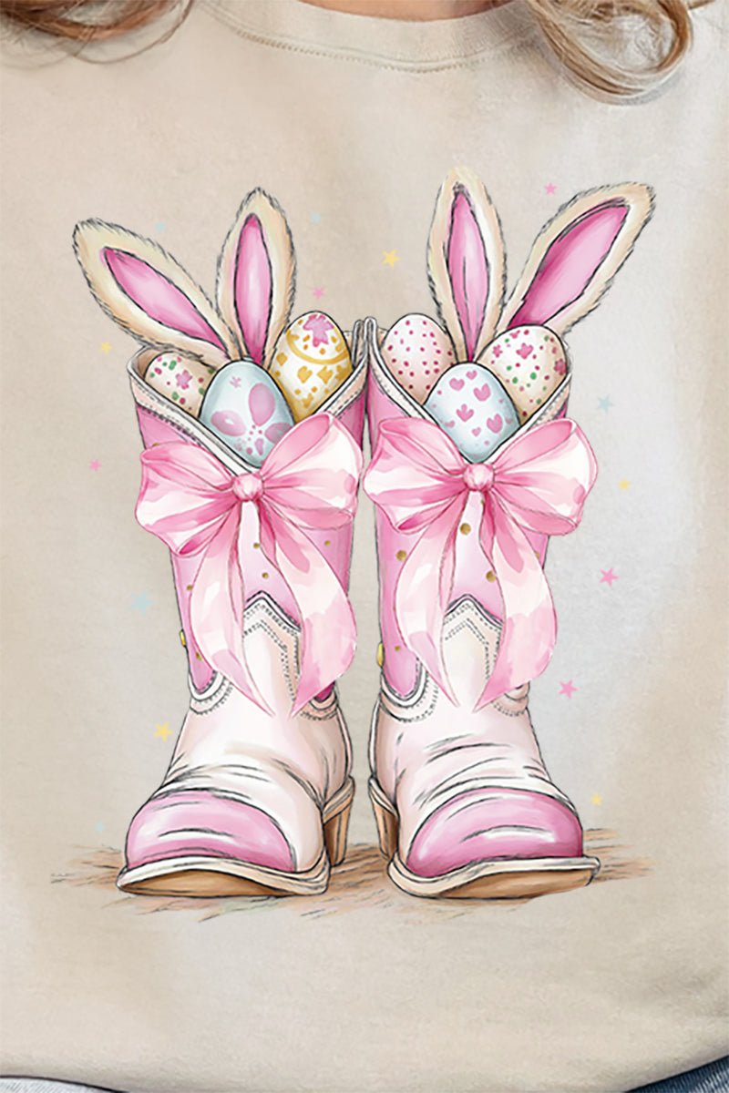 Unisex Bunny Bow Boots Graphic NuBlend Crew Sweatshirt for Casual Wear