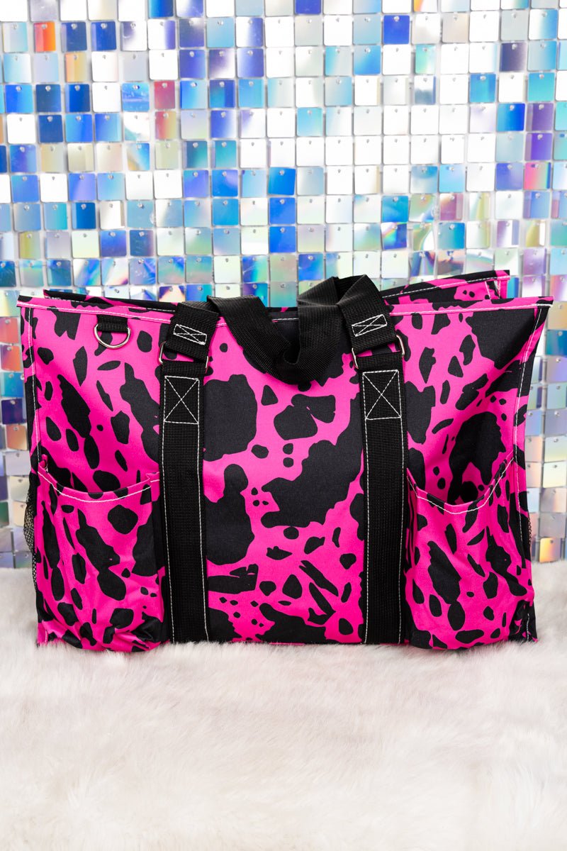 Large NGIL Organizer Tote in Hot Pink with Black Trim for Milking It