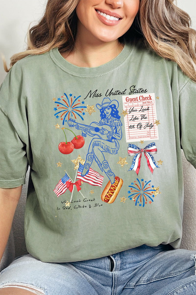 Adult Miss United States Comfort Colors Ring-Spun Cotton Stylish Tee