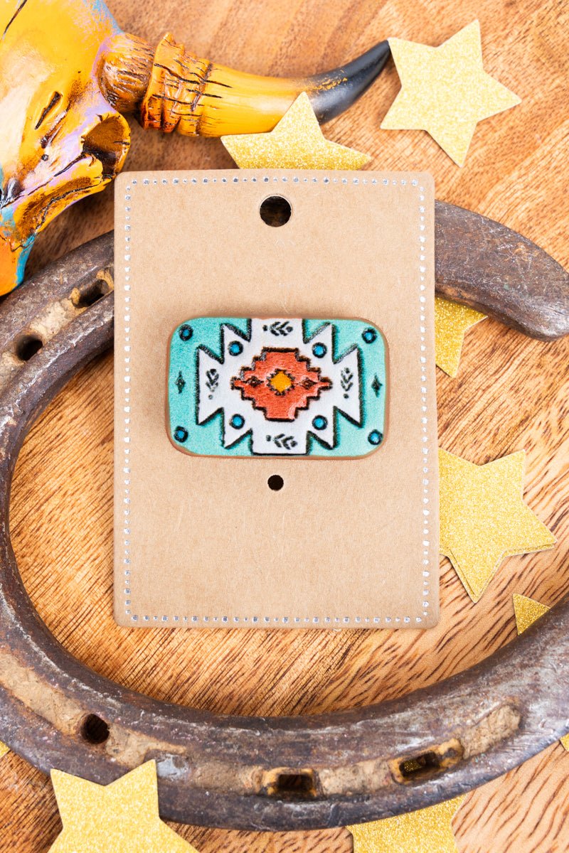 Aztec Inspired Artificial Leather Lapel Hat Pin for Personalizing Accessories