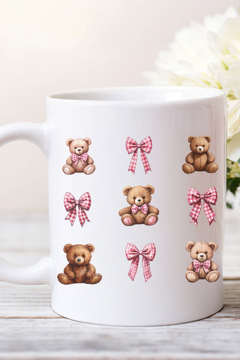 Decorative Bears and Bows-themed Ceramic Coffee Mug for Beverage Enjoyment