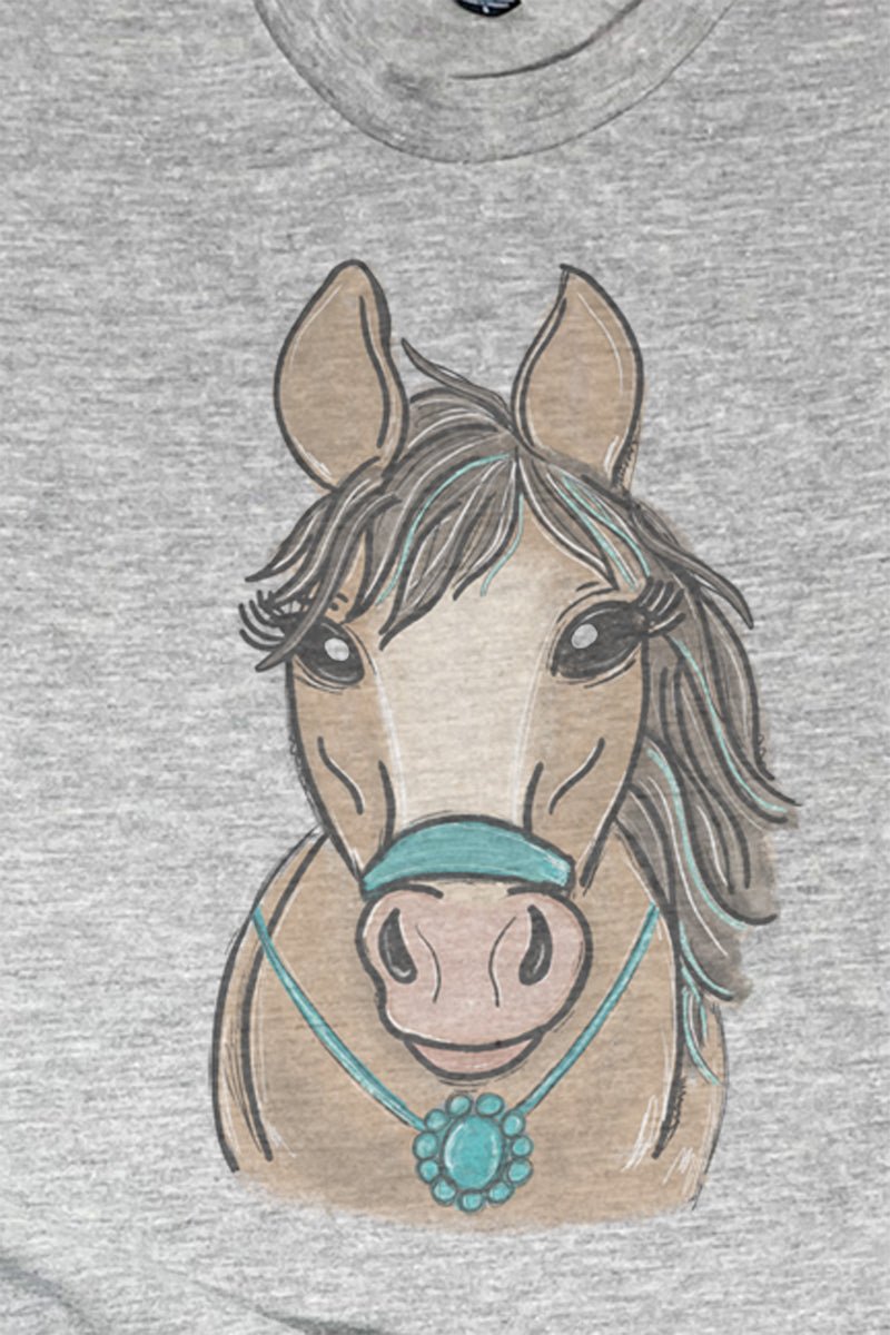 Stylish Unisex Polyester - Rich Blend Graphic T - Shirt with Fancy Turquoise Horse Design