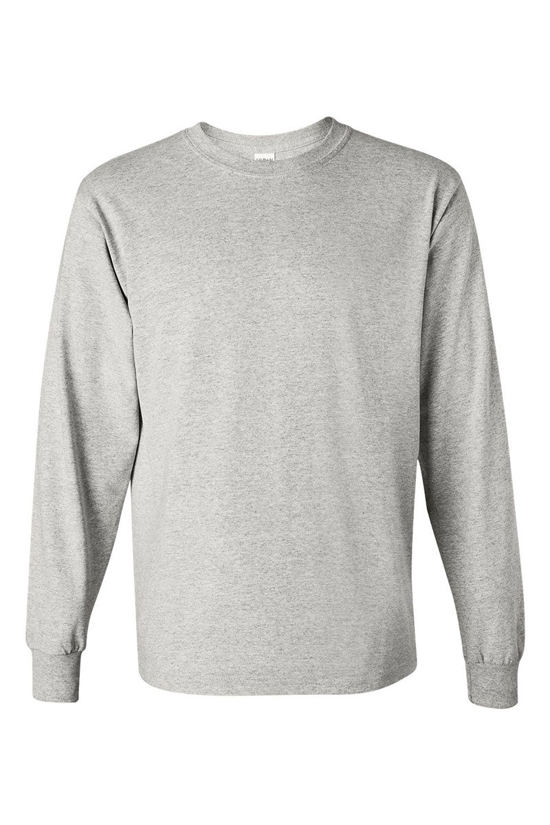 Adult Heavy Cotton Long Sleeve T-Shirt with Faux Tinsel Merry Christmas Heat Transfer