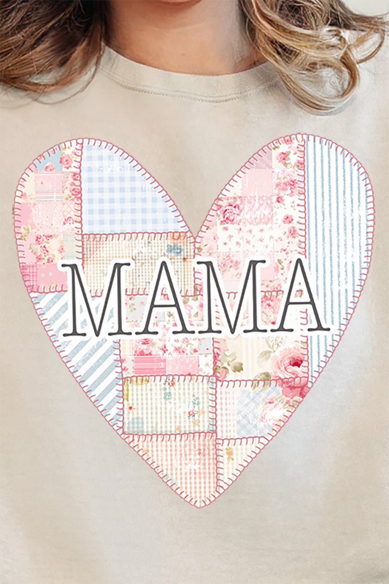 Unisex NuBlend Crew Sweatshirt Featuring Faux Patchwork Quilt Mama Heart Design