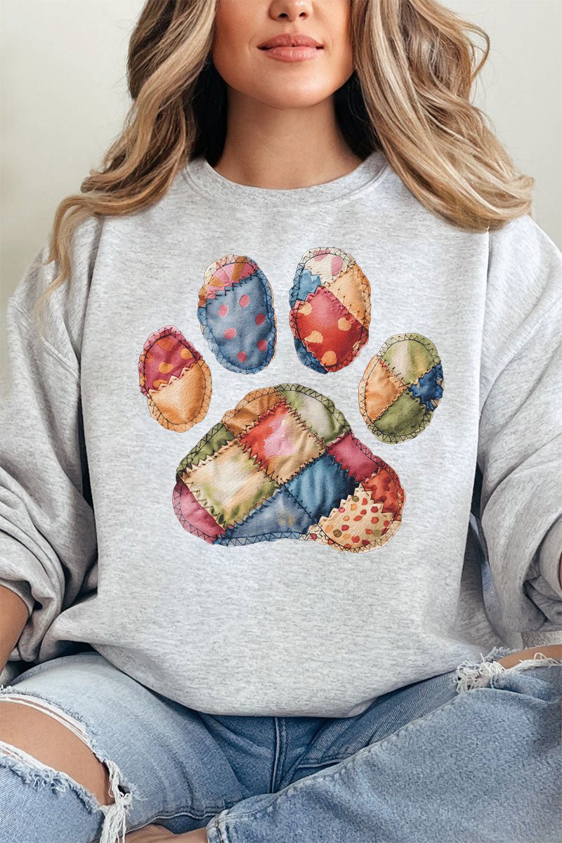 Unisex NuBlend Crew Sweatshirt with Faux Patchwork Paw Design