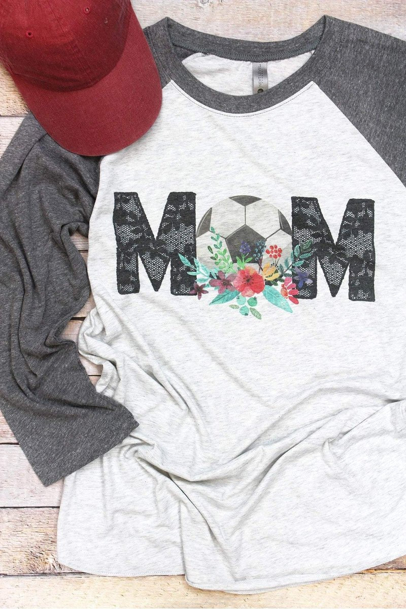 Unisex Floral Graphic 3/4 Raglan Tri-Blend Soccer Mom T-Shirt