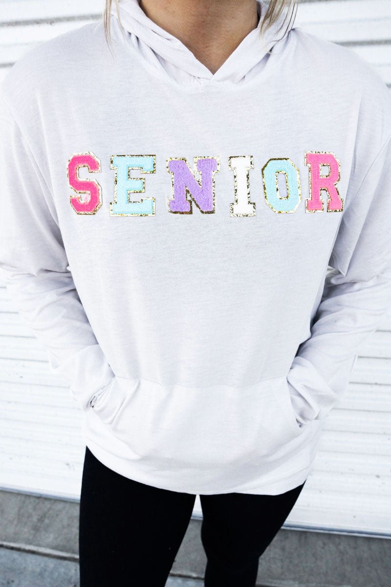 Adult Unisex Soft-Tek Blend Long Sleeve Hoodie with Colorful Chenille Patches