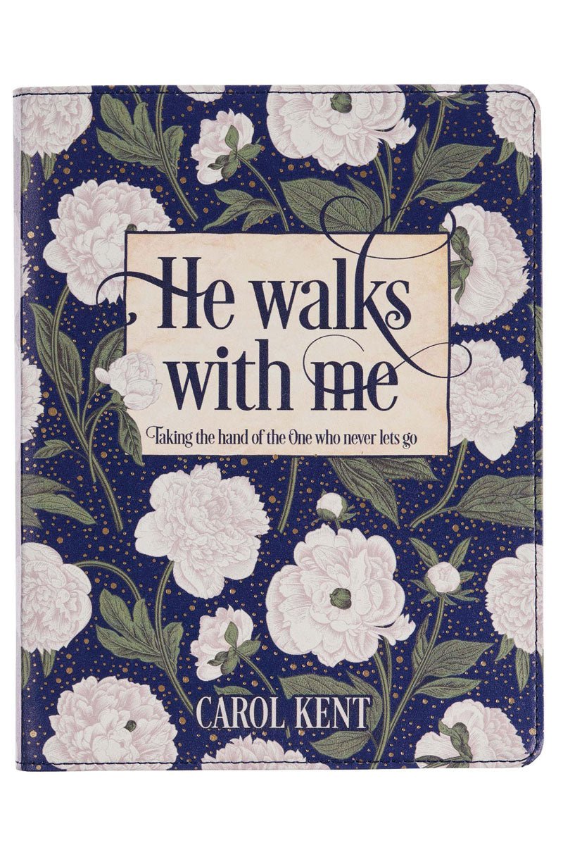 Luxurious Leather-Bound Devotional Gift Book - He Walks With Me