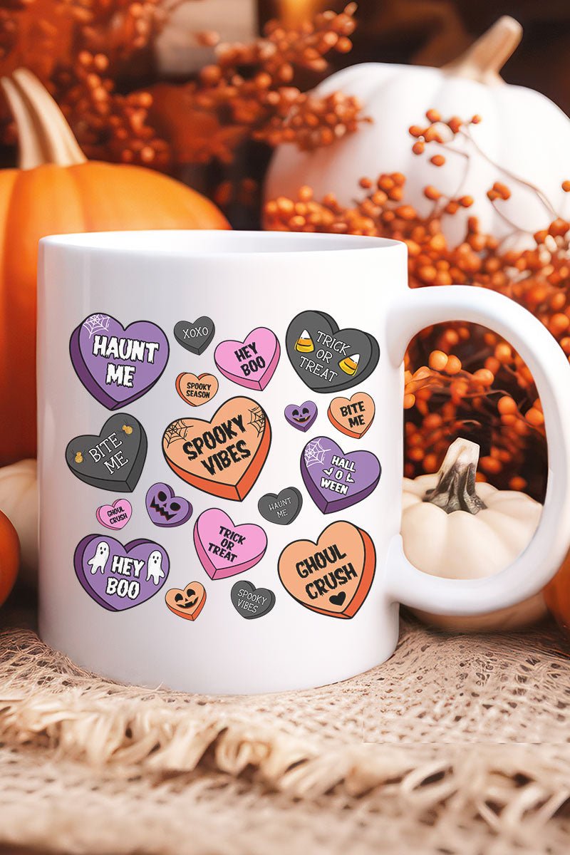 Halloween-themed Decorative Ceramic Candy Hearts Coffee Mug for Sipping Beverages