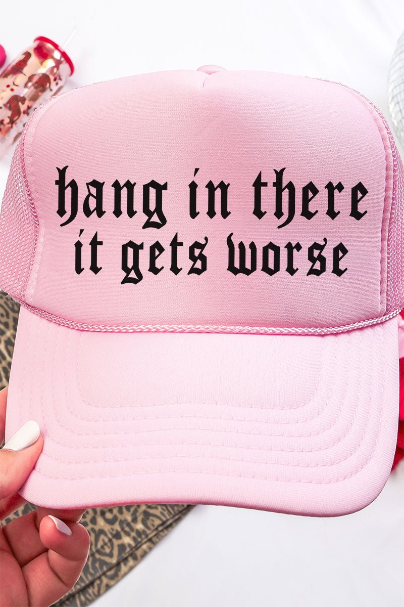 Hang In There Otto Soft Pink Foam Front Stylish Trucker Hat for Adults