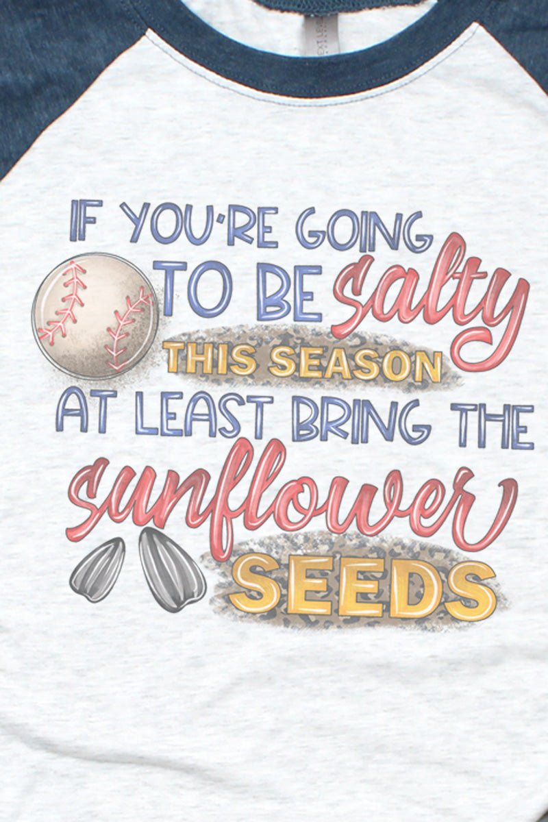 Salty Flavored Sunflower Seeds Inspired Unisex 3/4 Raglan Baseball Tri-Blend Graphic T-Shirt