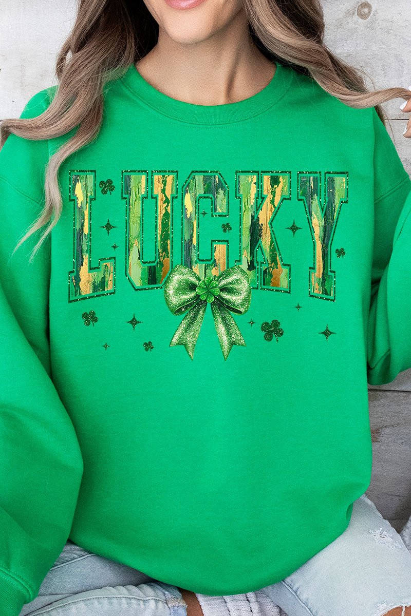 Glitzy and Lucky Heavyweight Crew Neck Unisex Brushed Sweatshirt for Everyday Wear