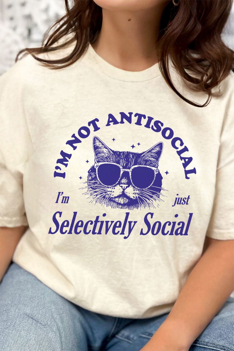 Casual Selectively Social Short - Sleeve Relaxed - Fit Cotton T - Shirt