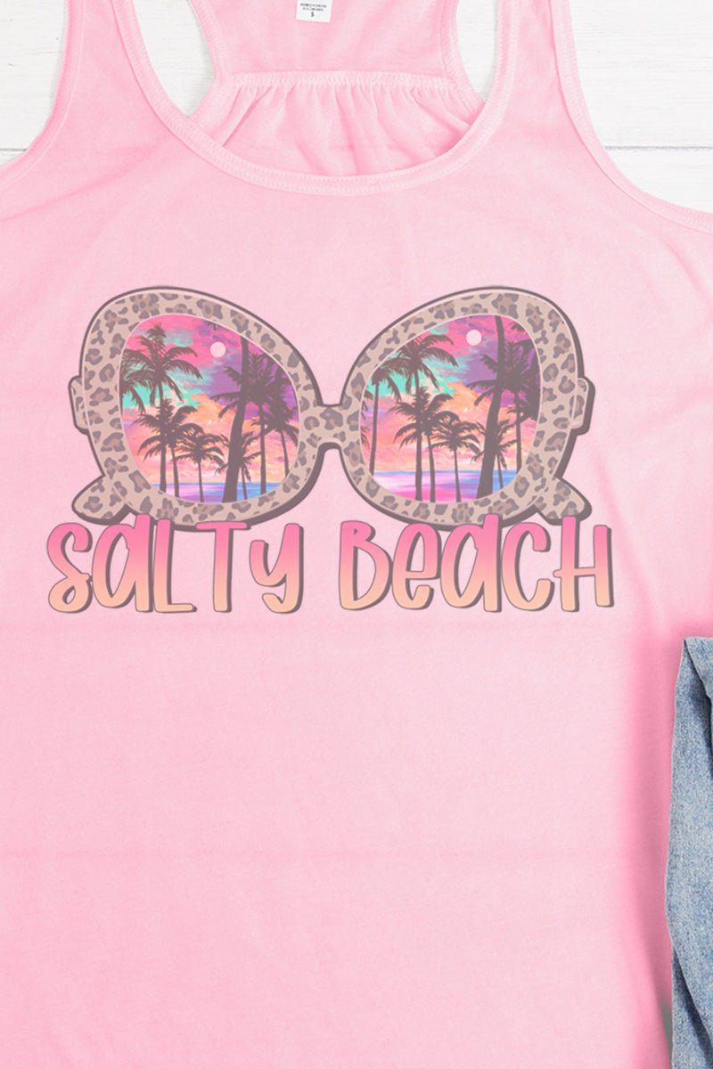 Salty Beach Retro - Style Flowy Racerback Graphic Tank
