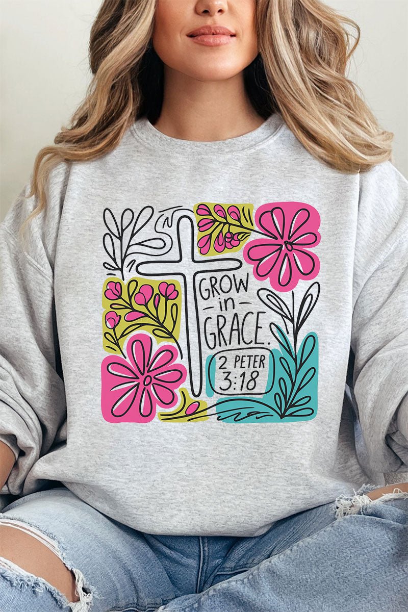 Unisex NuBlend Crew Sweatshirt with Grace Doodle Design