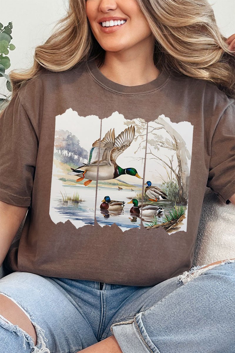 Comfortable Adult Ring-Spun Cotton Graphic Tee with Scenic Mallards Design from Comfort Colors