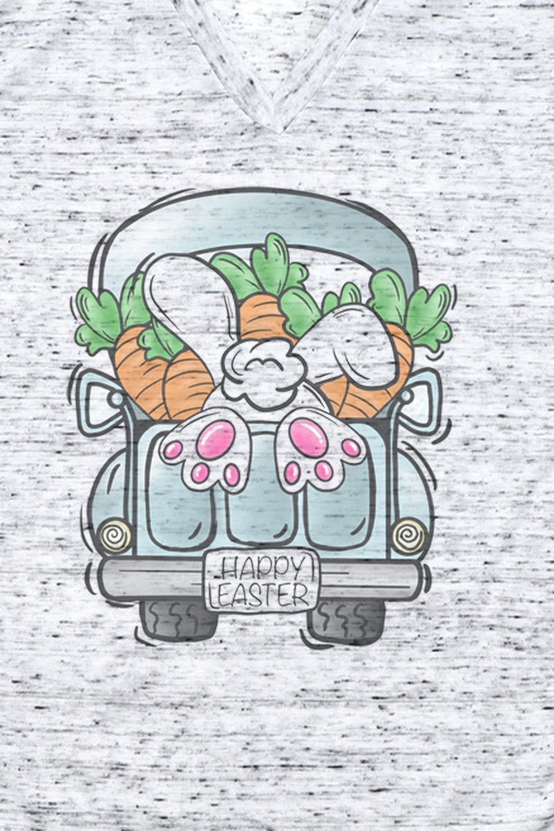 Easter Fun Unisex Vintage-Look Cottontail Truck V-Neck T-Shirt