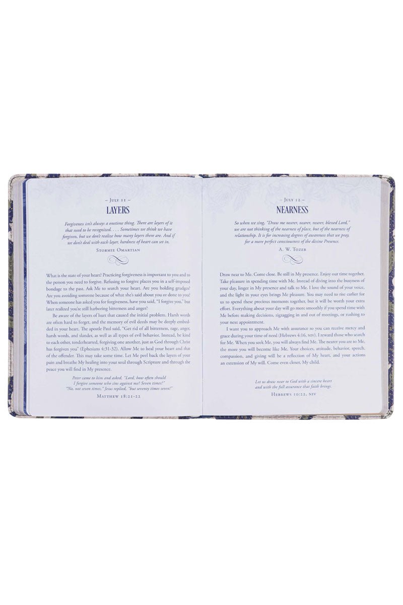 Luxurious Leather-Bound Devotional Gift Book - He Walks With Me