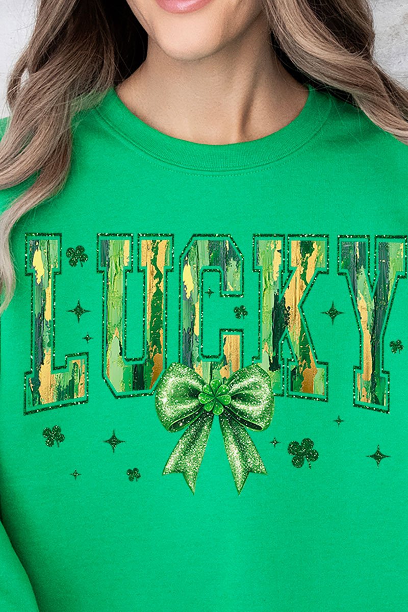 Glitzy and Lucky Heavyweight Crew Neck Unisex Brushed Sweatshirt for Everyday Wear
