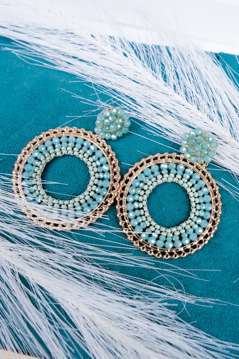 Harper Gold - toned Aqua Beaded Fashion Earrings for Stylish Individuals