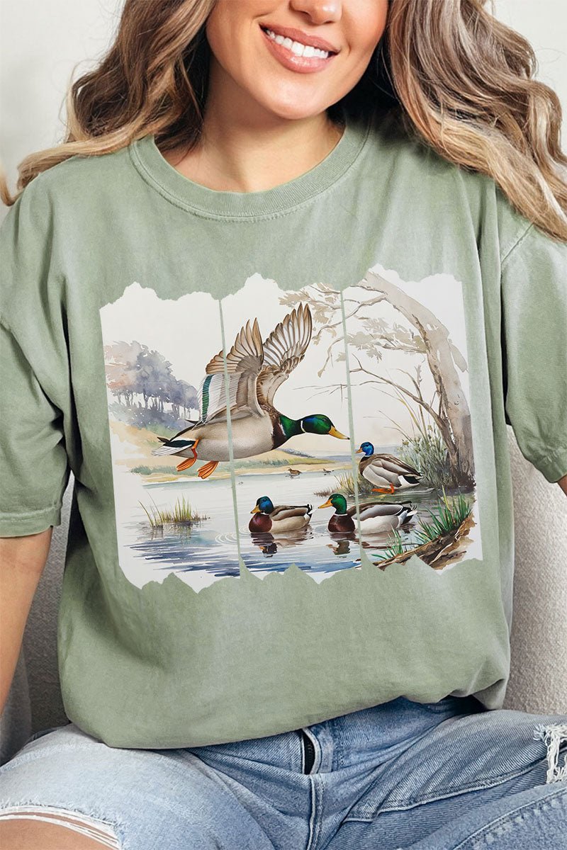 Comfortable Adult Ring-Spun Cotton Graphic Tee with Scenic Mallards Design from Comfort Colors