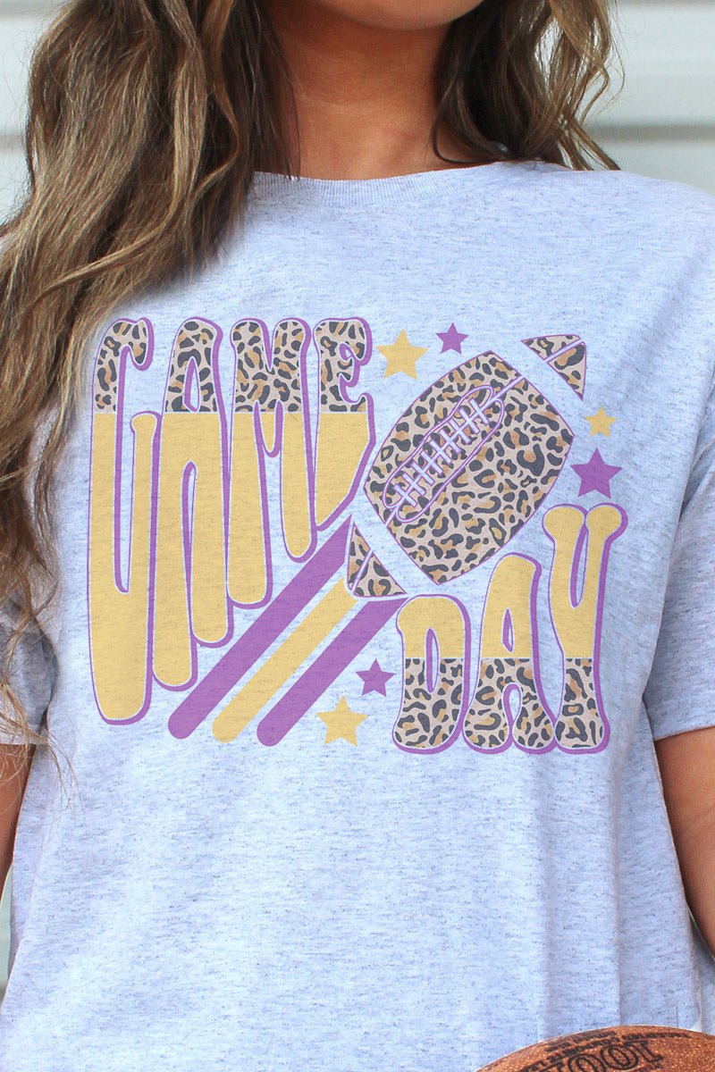 Purple and Gold Retro - Style Dri - Power 50/50 Short - Sleeve T - Shirt for a Groovy Game Day