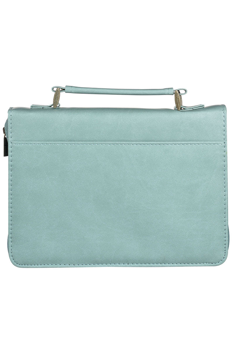 Grace-Saved Teal Artificial Leather Large-Sized Bible and Book Cover for Protection