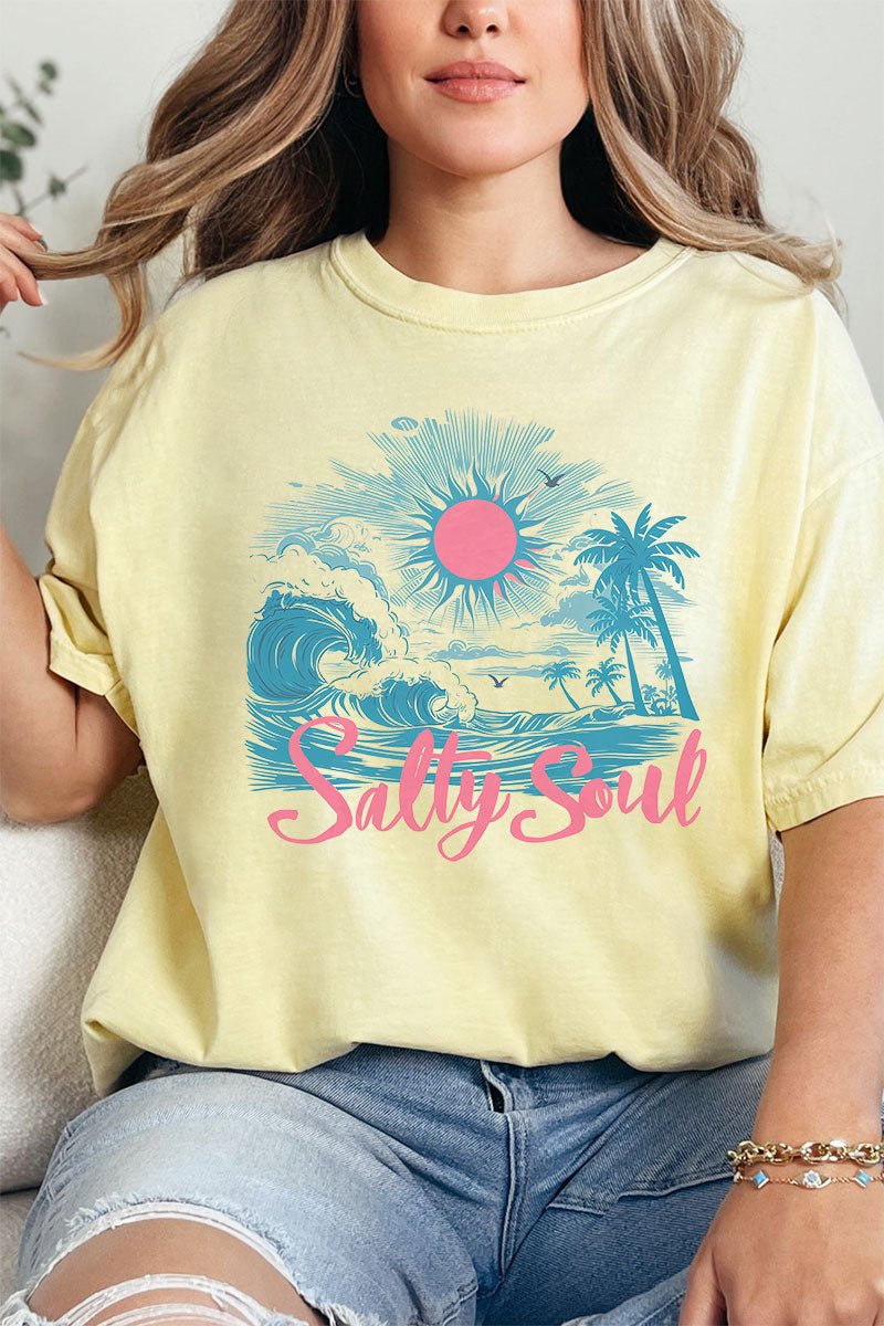 Adult Comfort Colors Salty Soul Graphic Ring-Spun Cotton T-Shirt for Everyday Wear