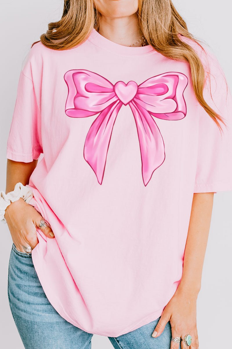 Heartstrings Coquette Bow Comfort Colors Adult Men's and Women's Ring-Spun Cotton Graphic T-Shirt