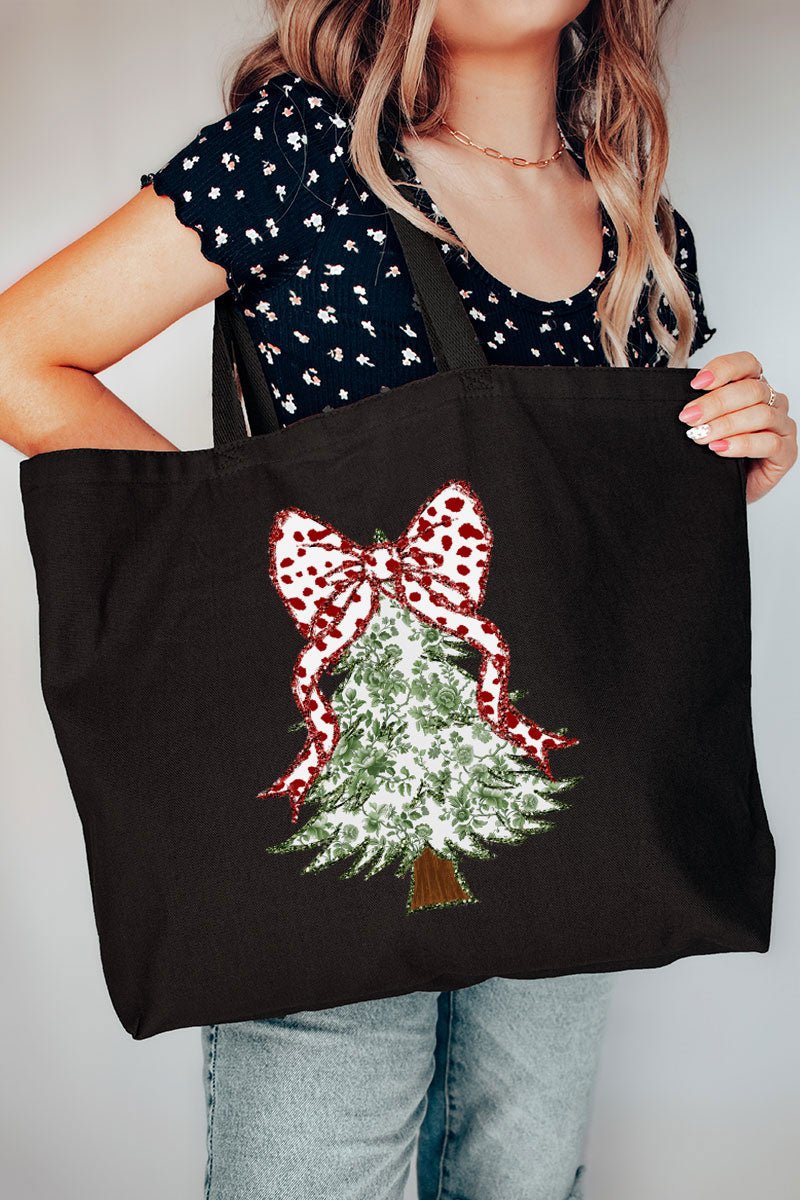 Large Green Chinoiserie Tree Design Canvas Tote Bag for Daily Use