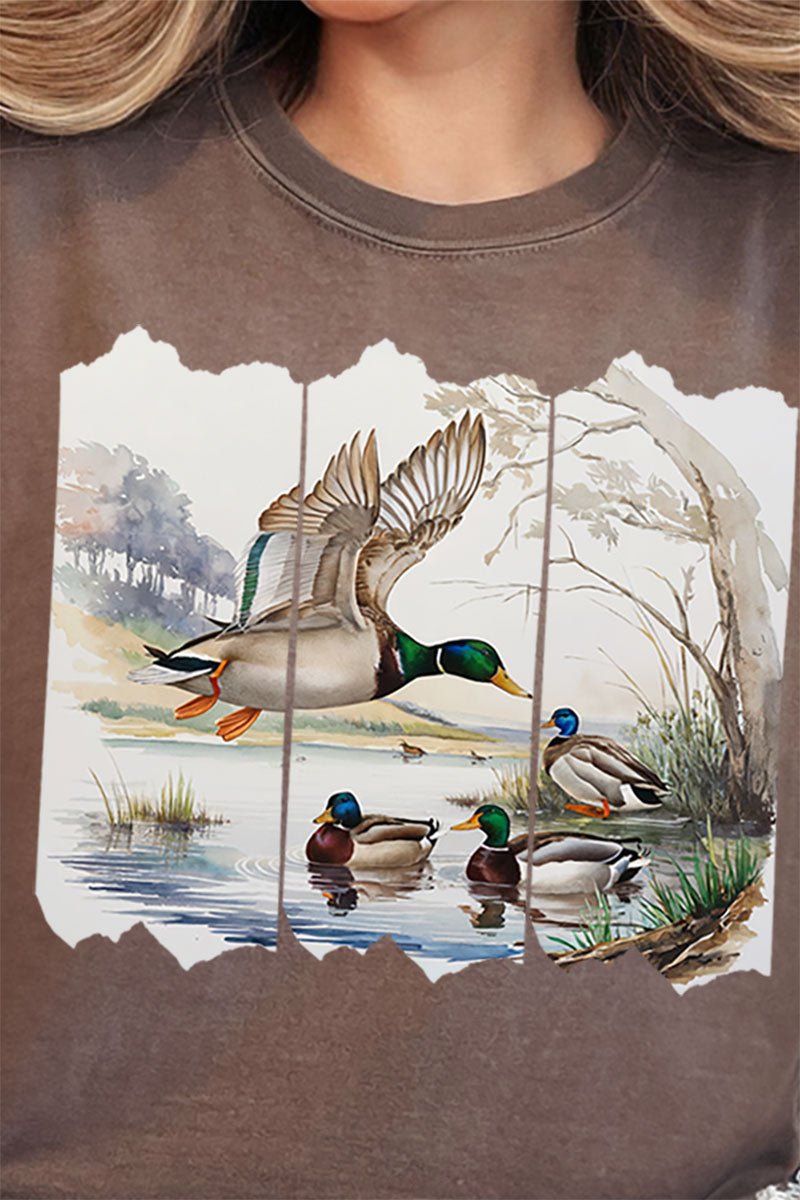 Comfortable Adult Ring-Spun Cotton Graphic Tee with Scenic Mallards Design from Comfort Colors