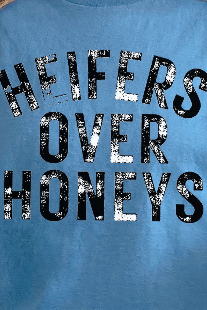 Casual Short Sleeve Relaxed Fit Graphic T-Shirt for Unisex - Heifers Over Honeys Design
