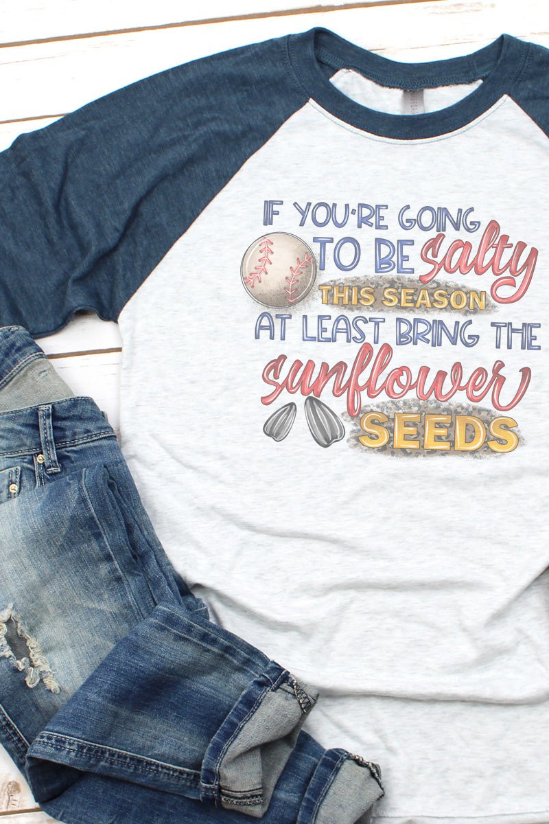 Salty Flavored Sunflower Seeds Inspired Unisex 3/4 Raglan Baseball Tri-Blend Graphic T-Shirt