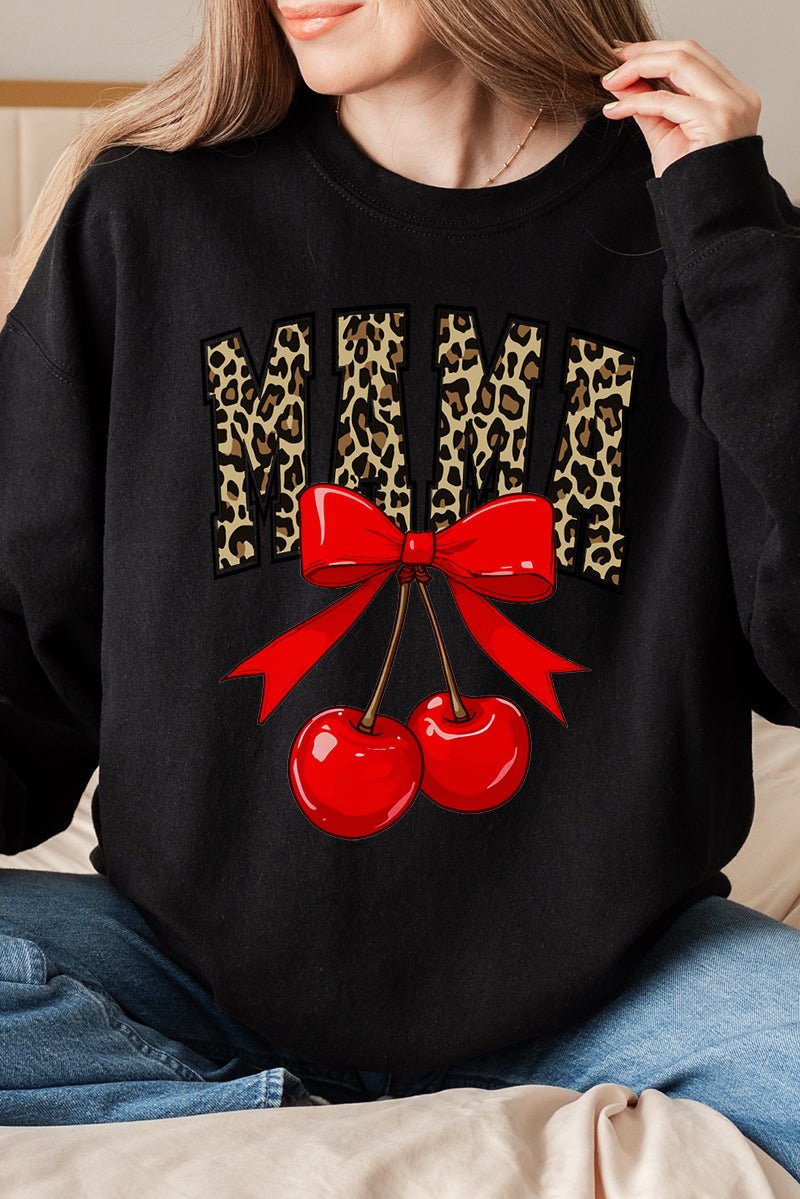 Heavy - weight Unisex Crew Sweatshirt with Leopard Cherry Mama Design