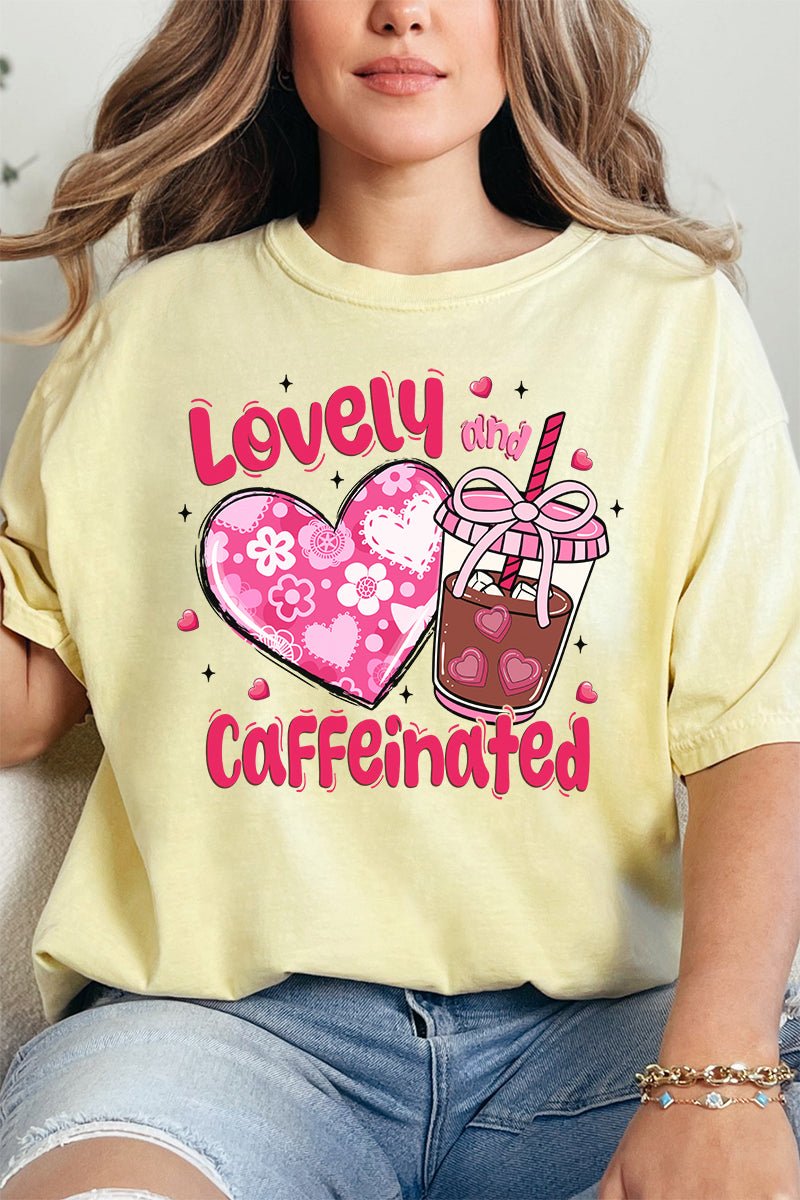 Charming and Caffeinated Adult Comfort Colors Ring-Spun Cotton Graphic T-Shirt for Men and Women
