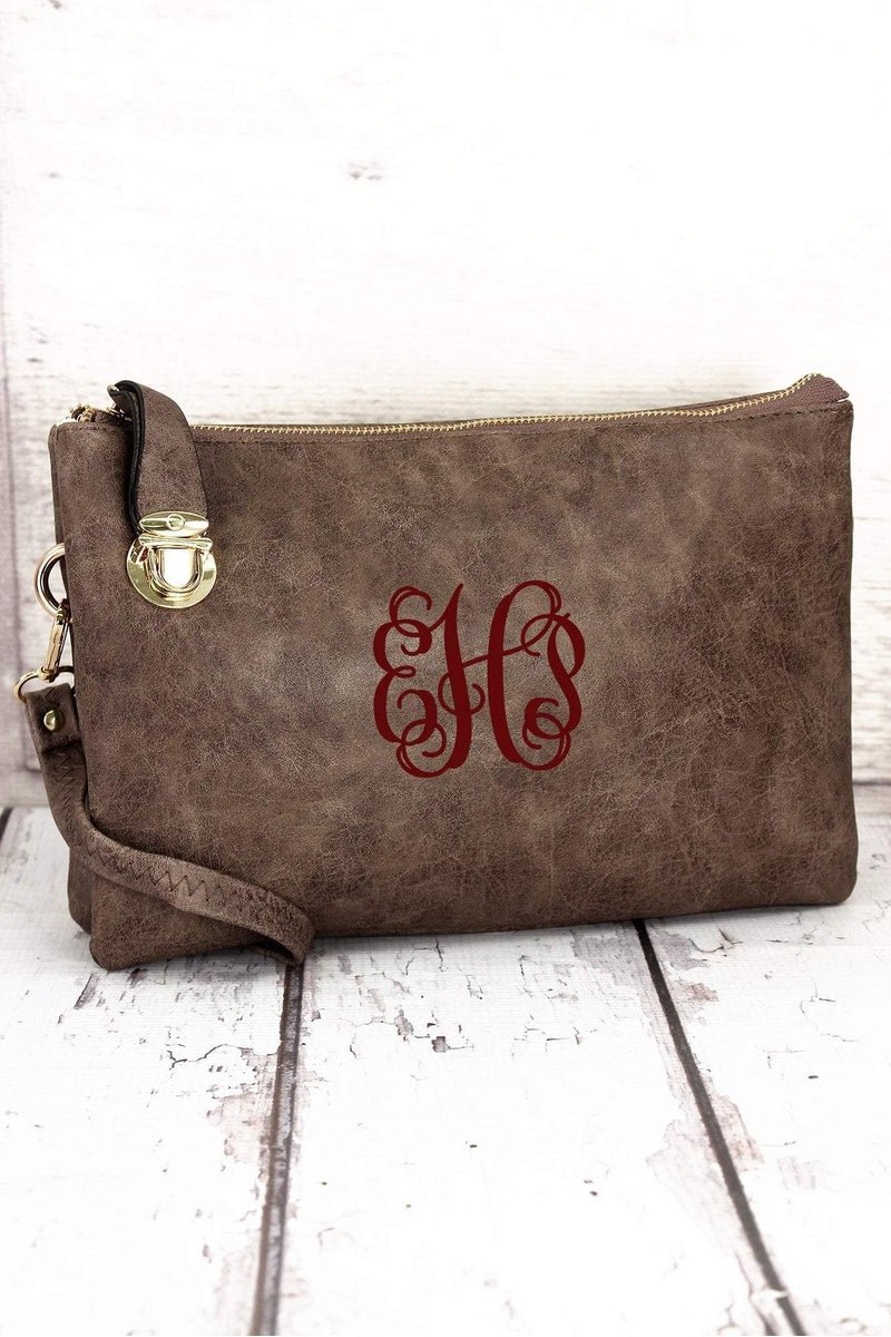 Stylish NGIL Taupe Brown Faux Leather Crossbody Clutch with Buckle Lock for Fashionable Women