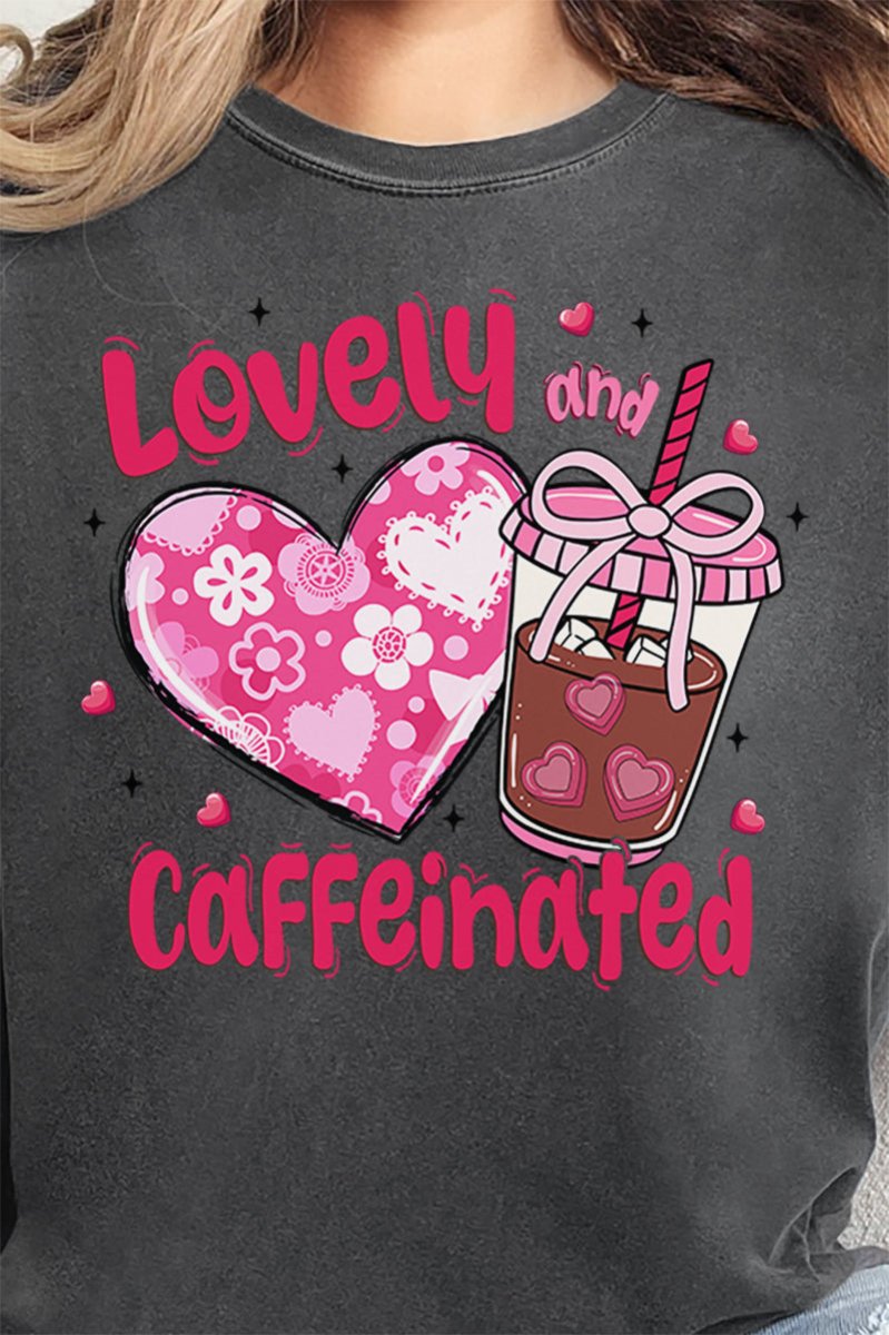 Charming and Caffeinated Adult Comfort Colors Ring-Spun Cotton Graphic T-Shirt for Men and Women
