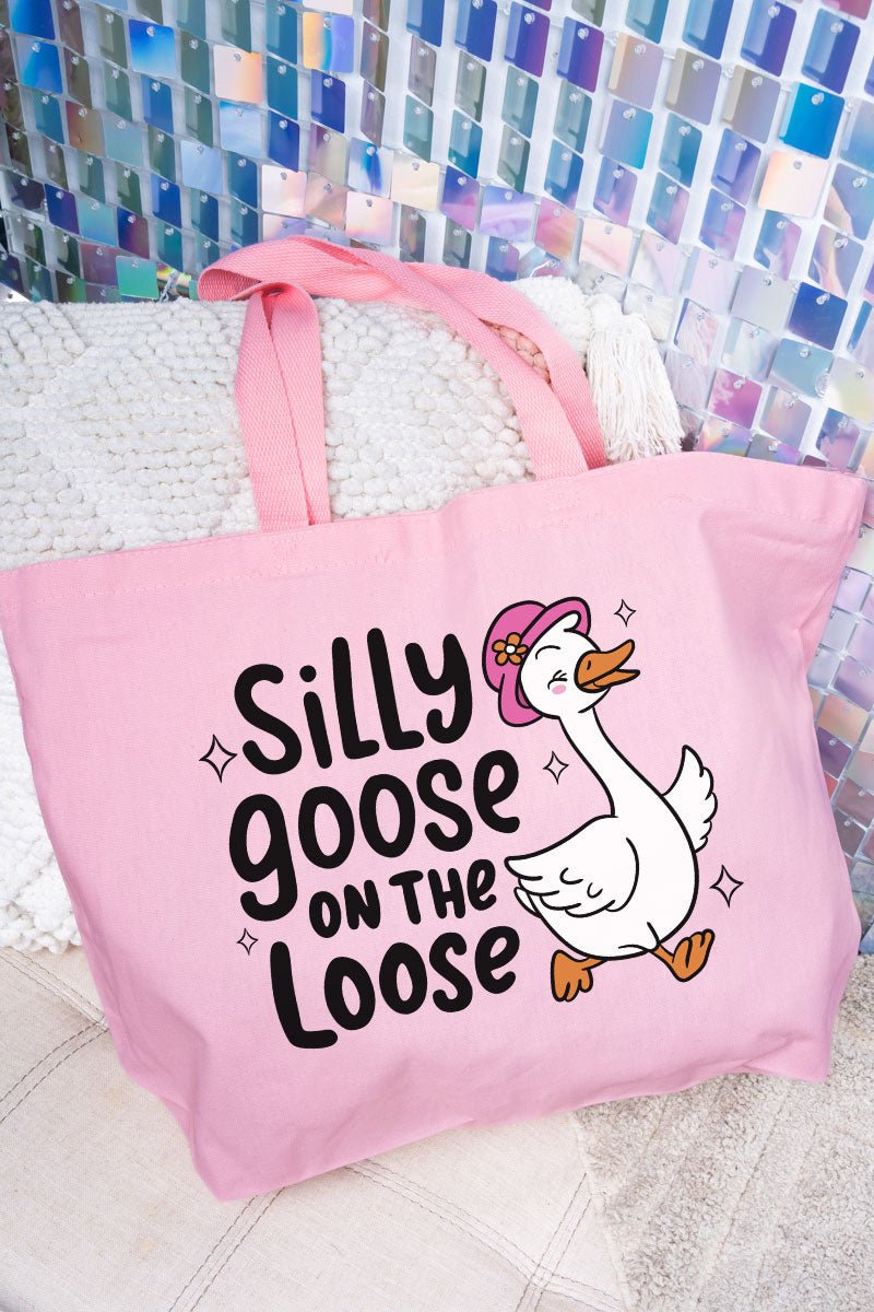 Jumbo Canvas Tote with Silly Goose On The Loose Design for Daily Use